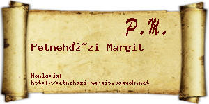 Petneházi Margit névjegykártya